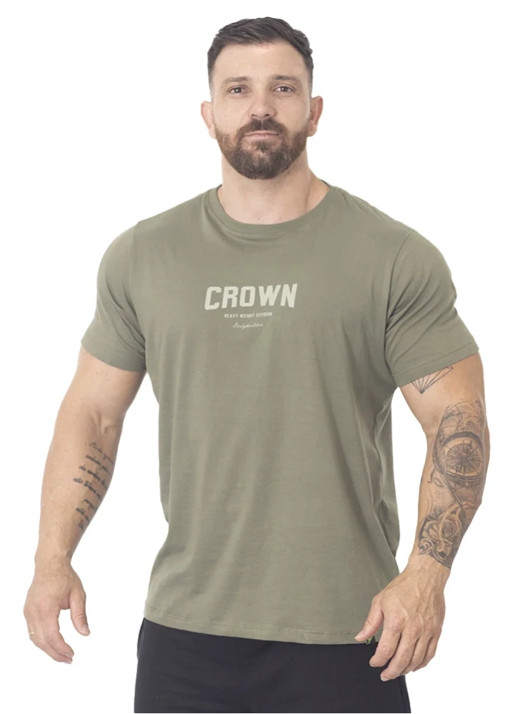 Camiseta Crown Training Bodybuilder  Verde Militar 
