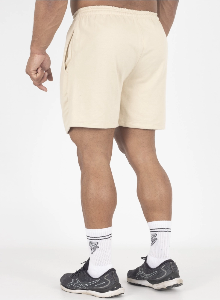 Bermuda Crown Moletom Curta Raio Bordada Creme