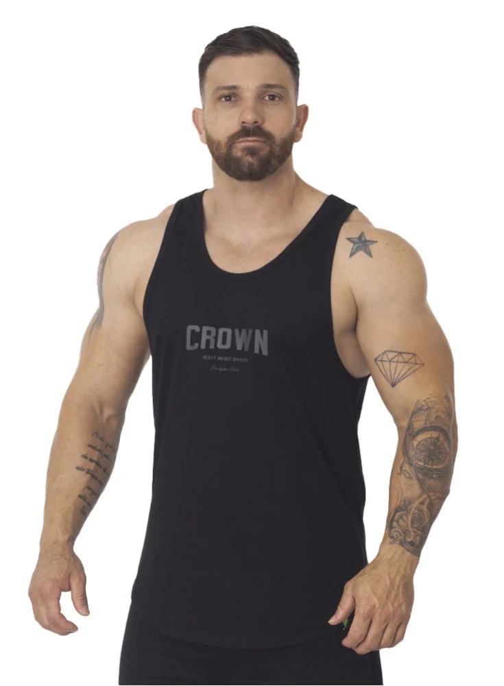 Regata Crown Tradicional Bodybuilder  Preto 