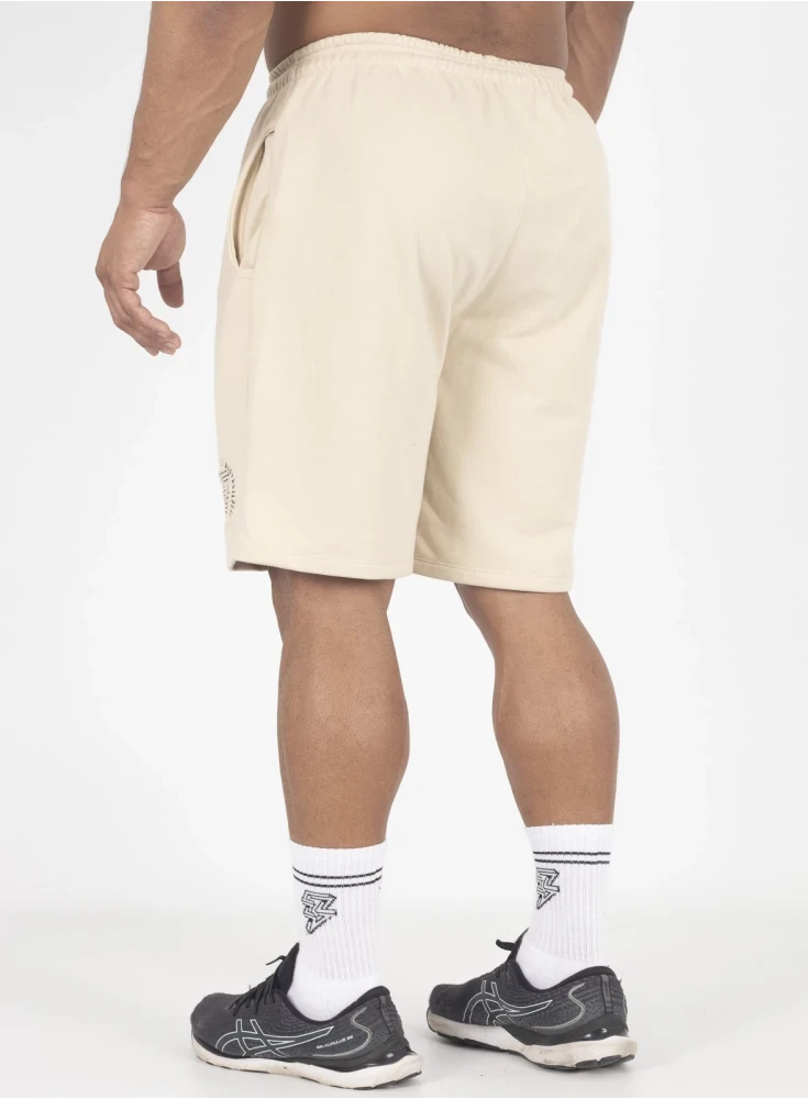 Bermuda Crown Trad Moletom Bodybuilding Bordada  Creme 