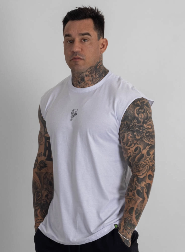 Regata Crown Japonesa Reta Bodybuilder Branca Regata Crown Japonesa Reta Bodybuilder Branca