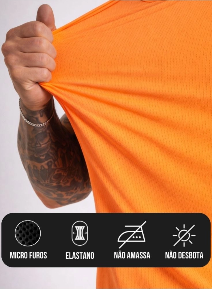 Camiseta Crown Dry Fit ice Classic Laranja Neon