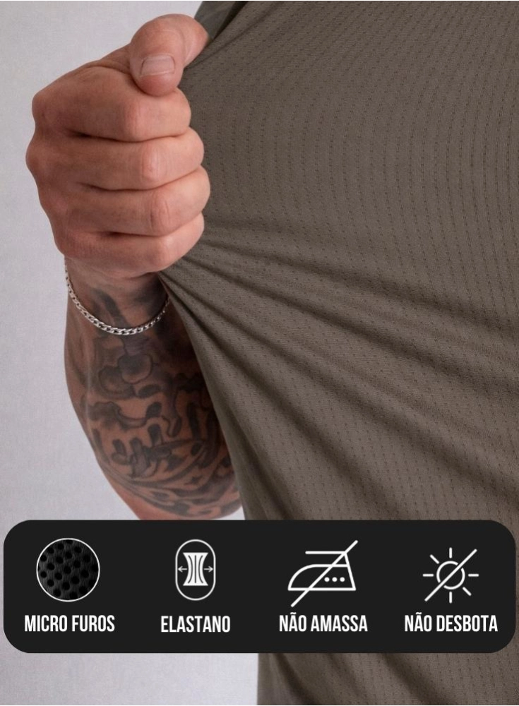 Camiseta Crown Dry Fit ice Elemental Marrom Taup&ecirc;