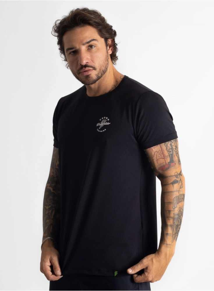 Camiseta Crown Polytech Bodybuilder Preta