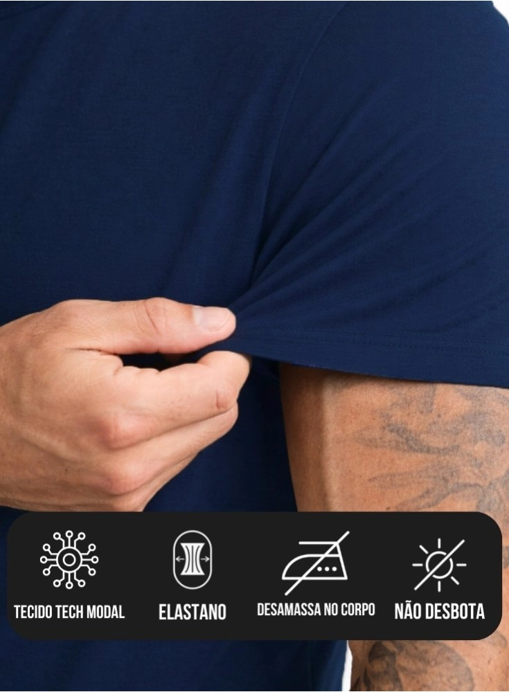 Camiseta Crown Tech Modal Azul Marinho Camiseta Crown Tech Modal Azul Marinho