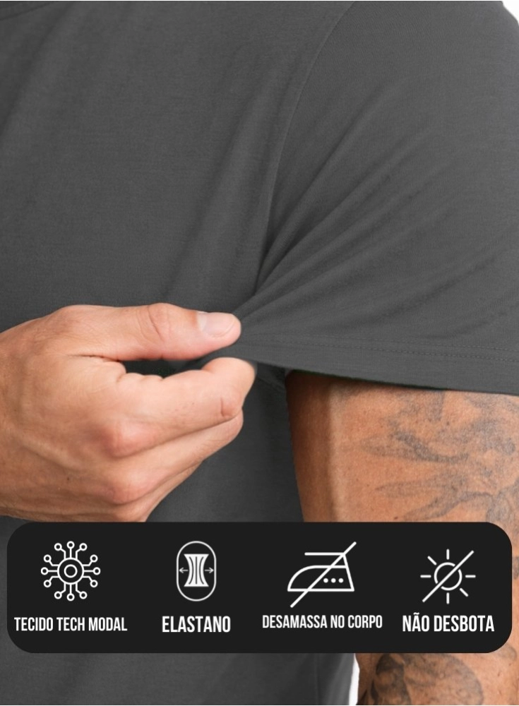 Camiseta Crown Tech Modal Grafite Camiseta Crown Tech Modal Grafite