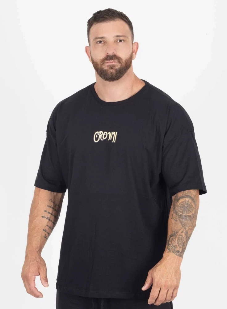 Camiseta Crown Over Bullet Wings Preta