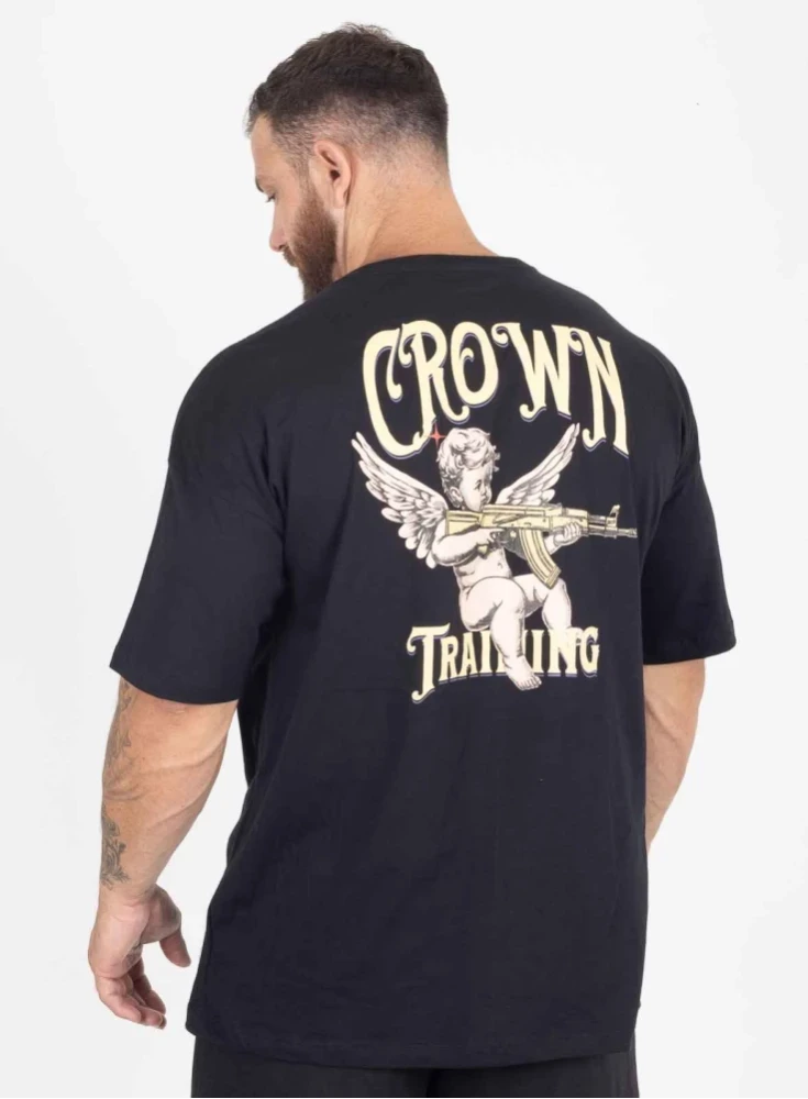 Camiseta Crown Over Bullet Wings Preta