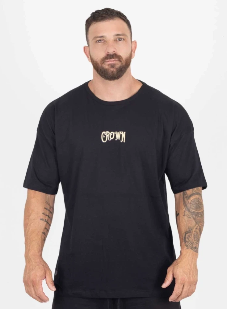 Camiseta Crown Over Bullet Wings Preta