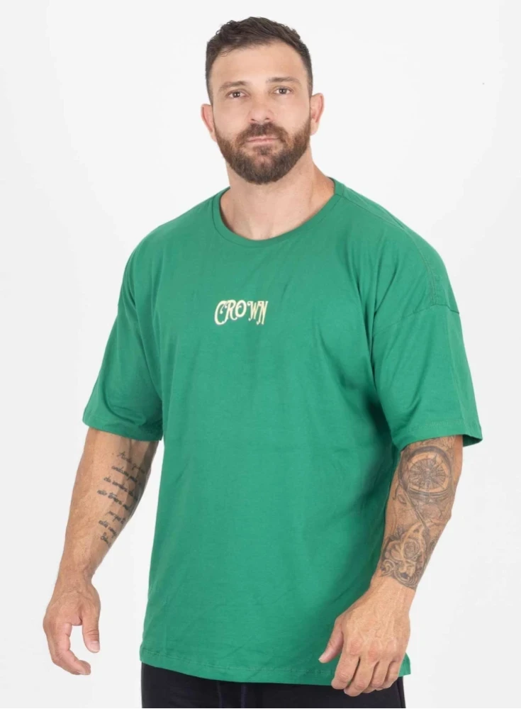 Camiseta Crown Over Bullet Wings Verde