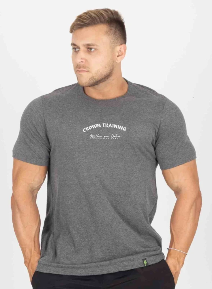 Camiseta Crown Training Viciado no Pump Mescla Black