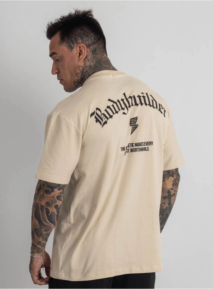 Camiseta Oversized Off White Bodybuilding Crown Training Camiseta Oversized Off White Bodybuilding Crown Training