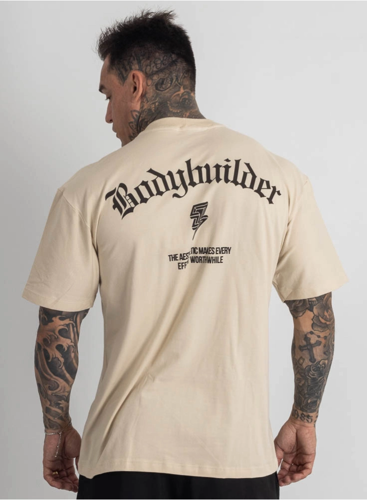 Camiseta Oversized Off White Bodybuilding Crown Training Camiseta Oversized Off White Bodybuilding Crown Training