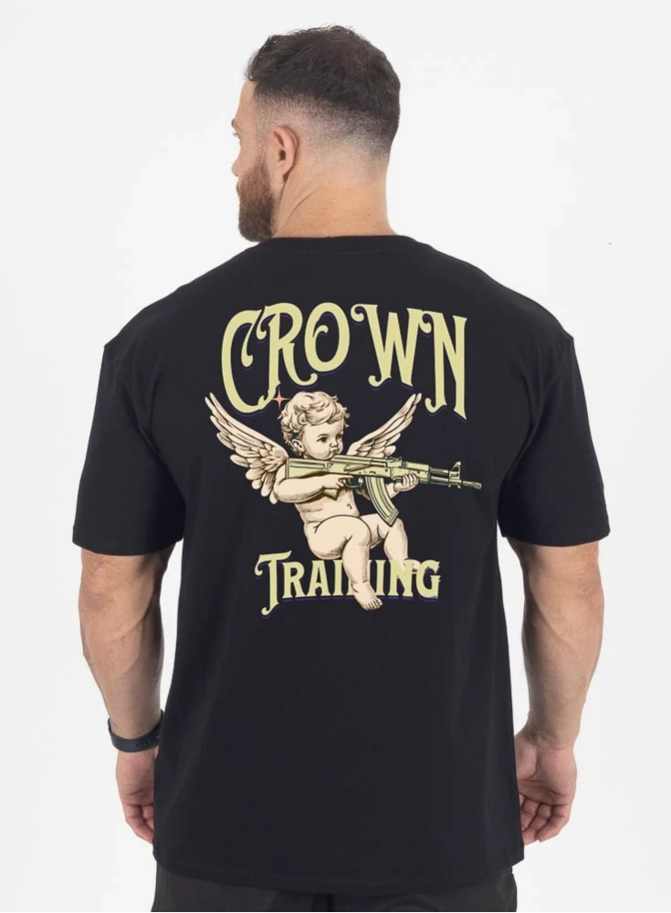 Camiseta Oversized Crown Training Bullet Wings Preta