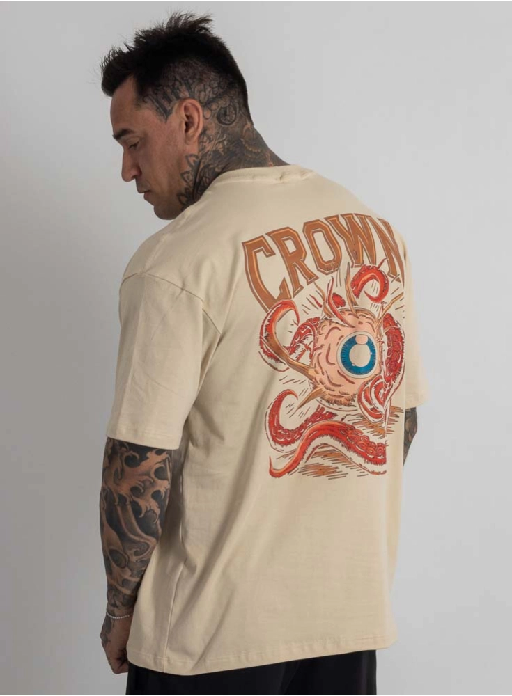 Camiseta Oversized Monster Observer Creme Camiseta Oversized Monster Observer Creme