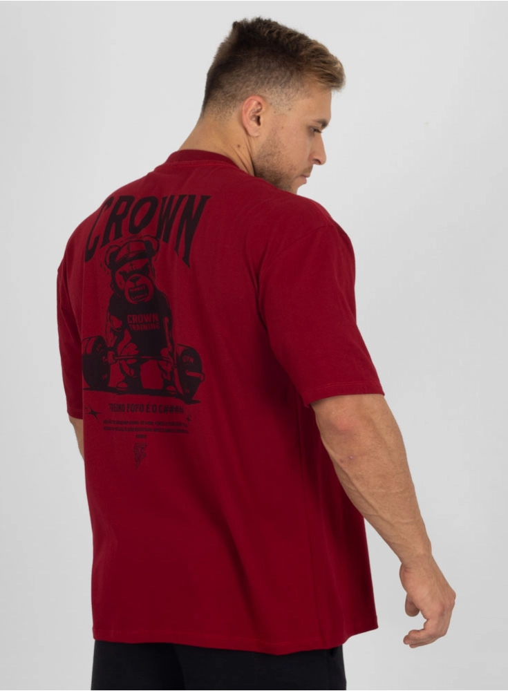 Camiseta Oversized Treino Fofo Bordô