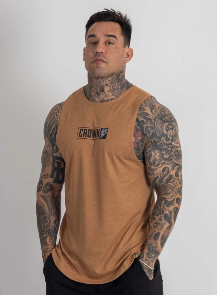 Regata Crown Tank Block Mescla Caramelo Regata Crown Tank Block Mescla Caramelo