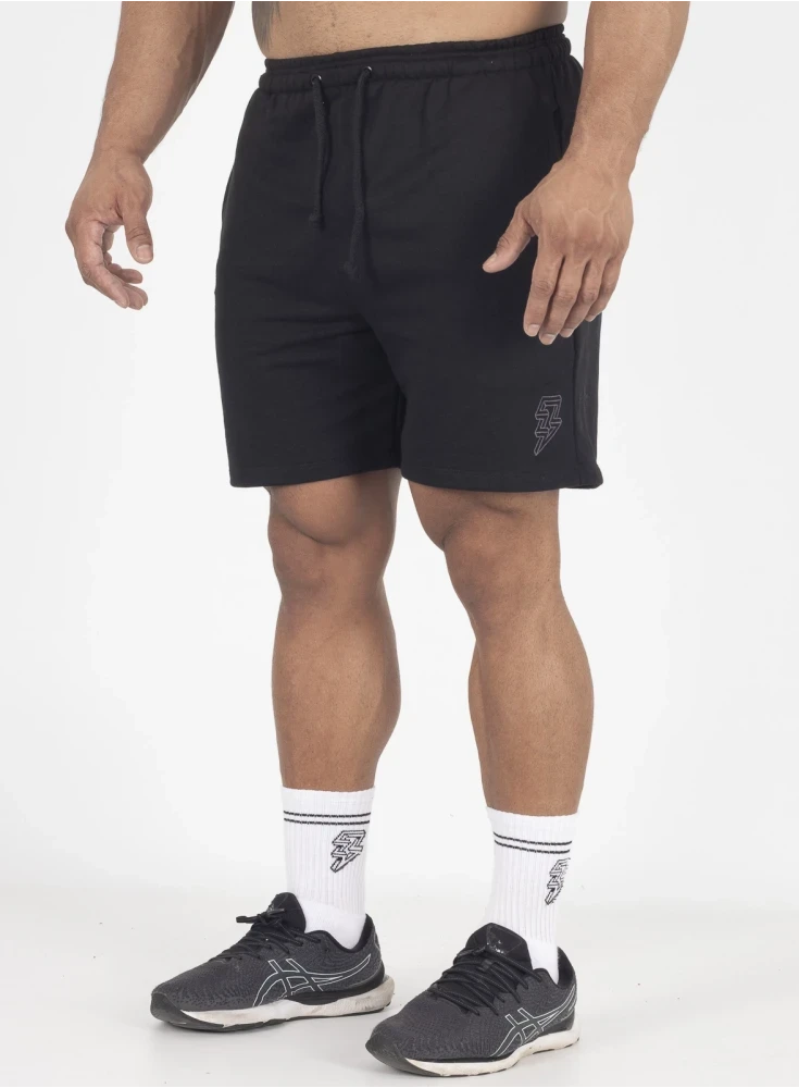 Bermuda Crown Moletom Curta Raio Bordada  Preto 