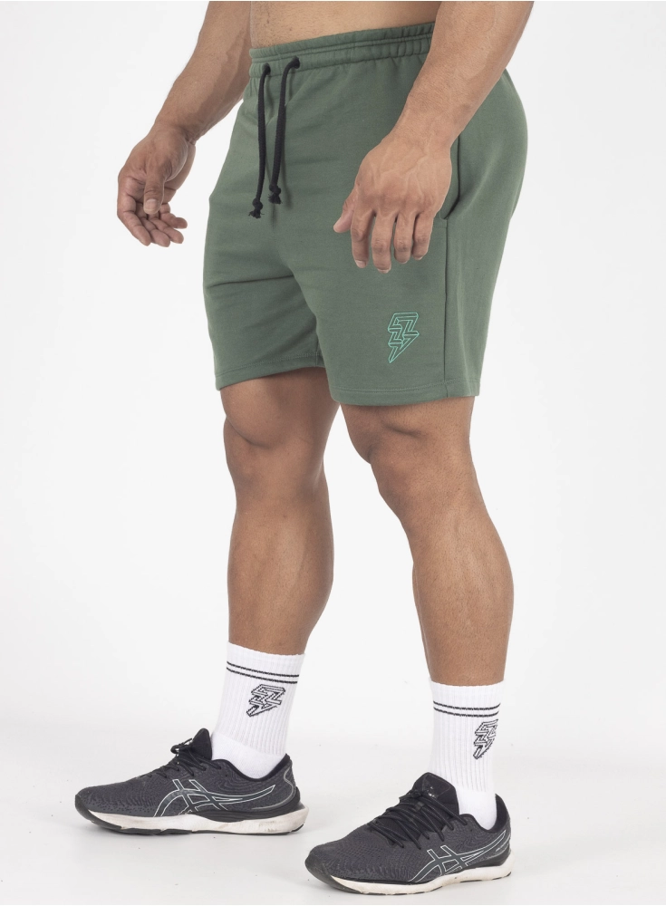 Bermuda Crown Moletom Curta Raio Bordada Verde Escuro 