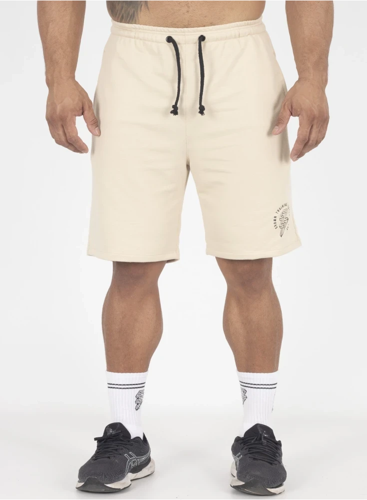 Bermuda Crown Trad Moletom Bodybuilding Bordada  Creme 