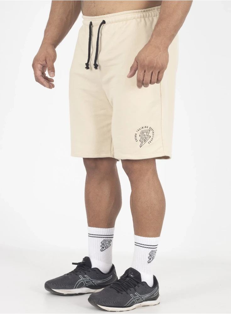 Bermuda Crown Trad Moletom Bodybuilding Bordada  Creme 