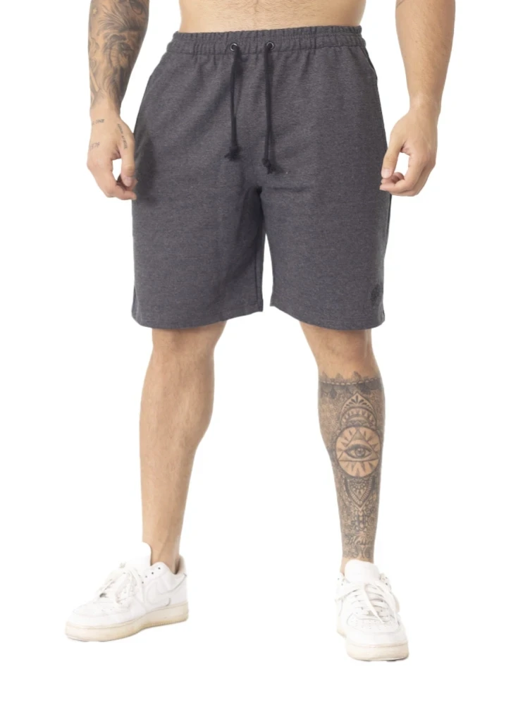 Bermuda Crown Moletom Tradicional Dark Bordada  Mescla Black 