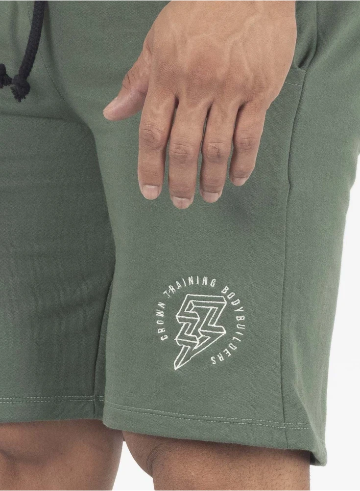 Bermuda Crown Trad Moletom Bodybuilding Bordada  Verde Escuro 