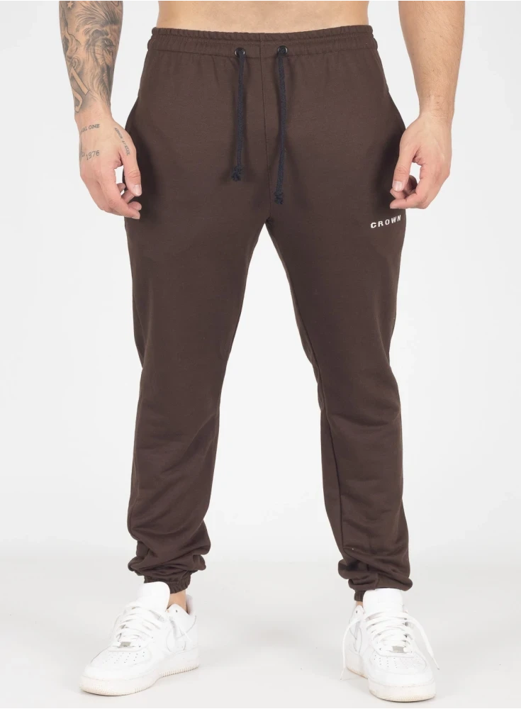 Calça Crown Training Moletom Slim Dark  Marrom 