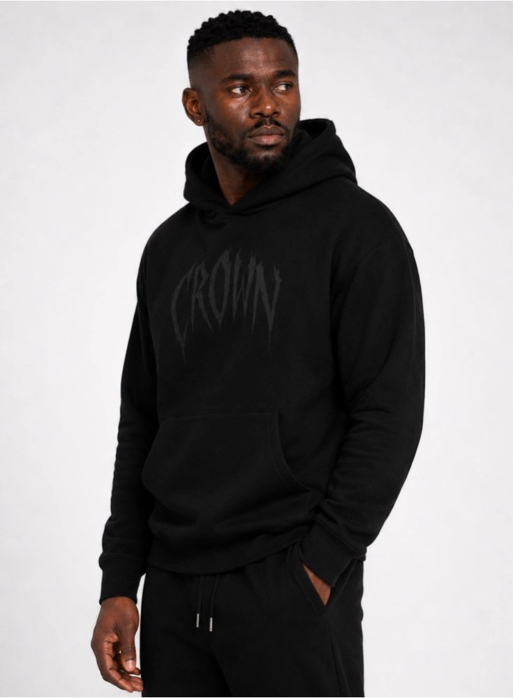Blusa de Moletom Crown Capuz Beast Preto