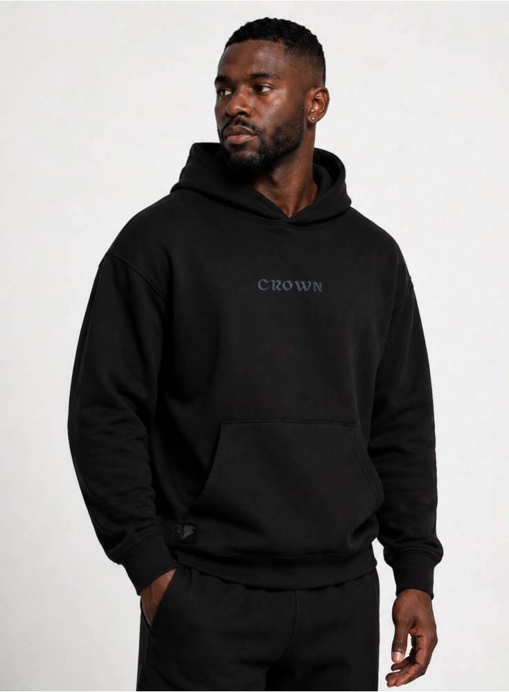 Moletom Crown Capuz Bordado Preto Moletom Crown Capuz Bordado Preto