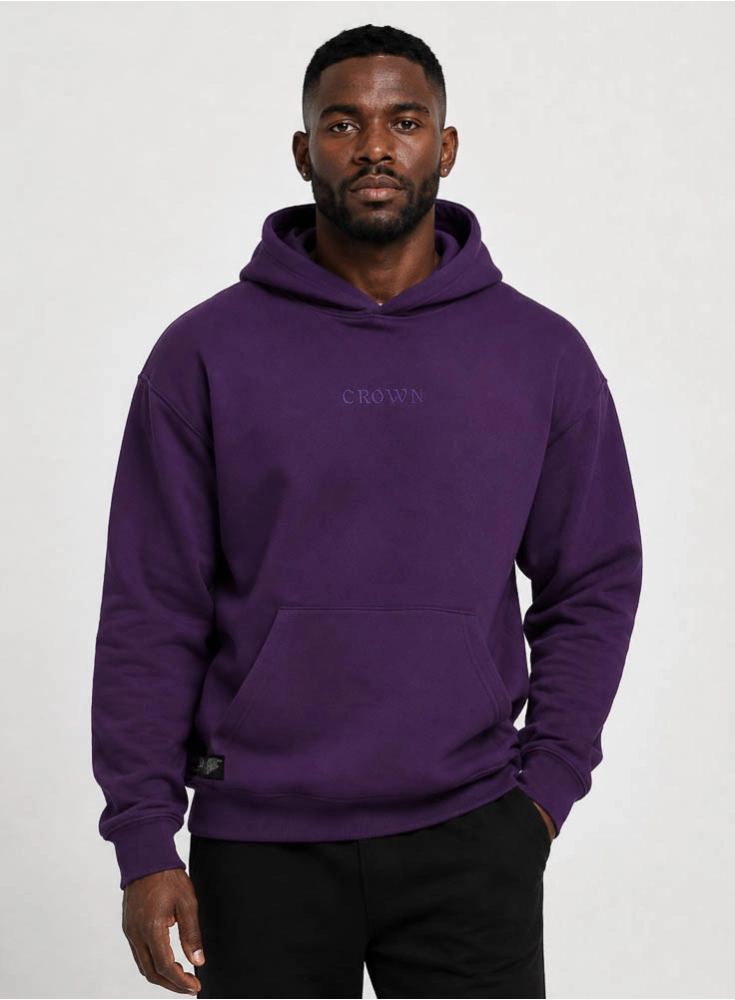 Blusa de Moletom Crown Training Capuz Bordado Roxo