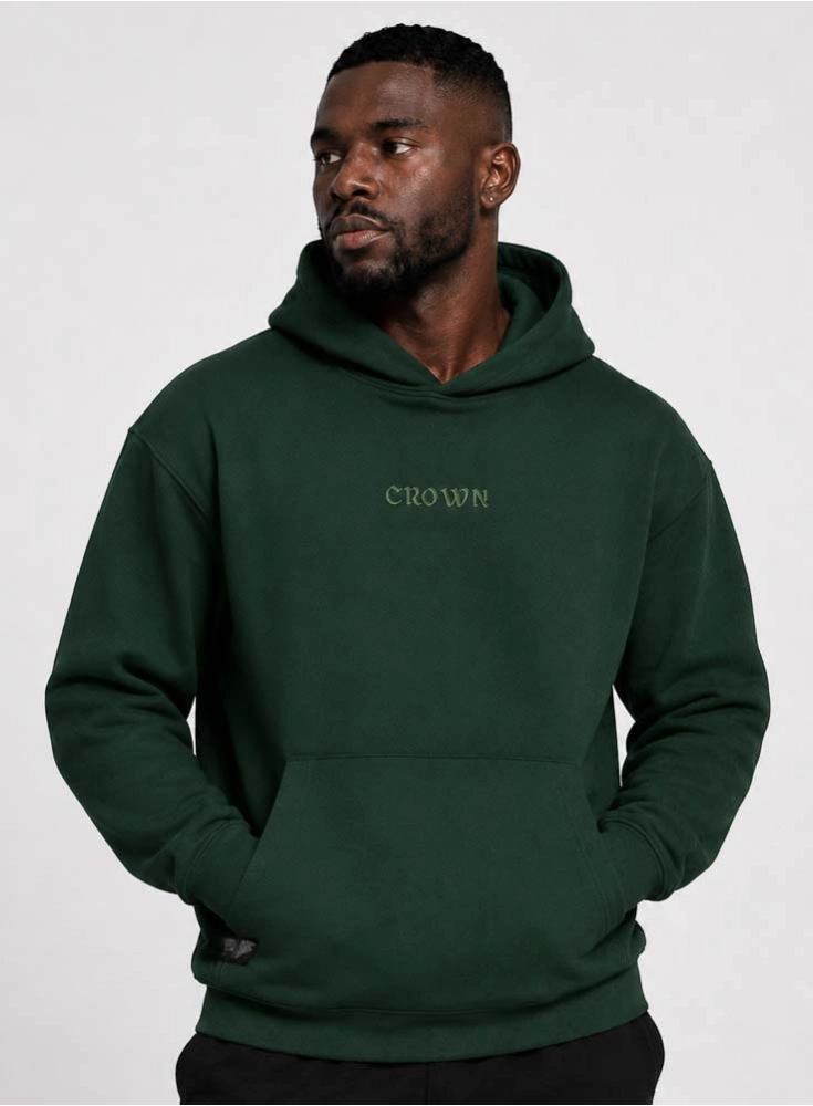 Blusa de Moletom Crown Training Capuz Bordado Verde