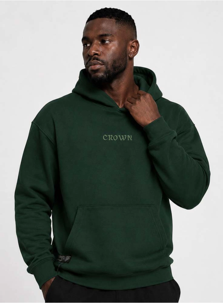 Blusa de Moletom Crown Training Capuz Bordado Verde