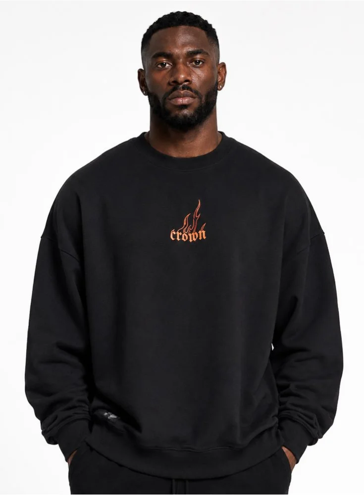 Blusa de Moletom Oversized Crown Training Fire