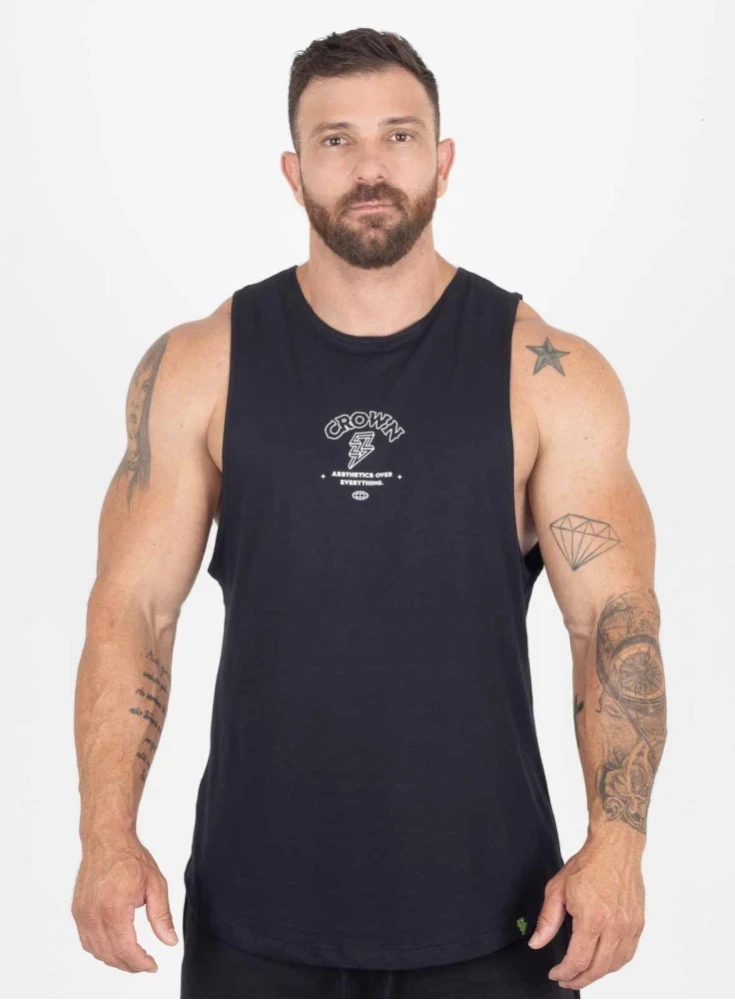 Regata Crown Tank Aesthetic Power Preta Regata Crown Tank Aesthetic Power Preta