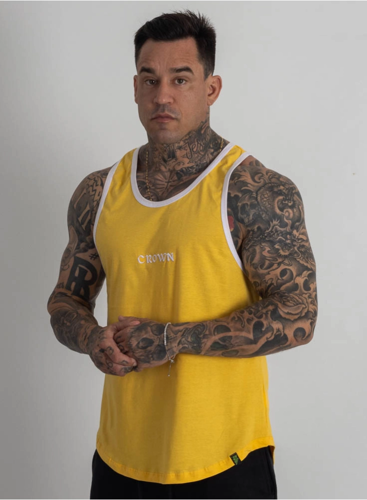 Regata Crown Tradicional Bordada Origin Amarelo Regata Crown Tradicional Bordada Origin Amarelo