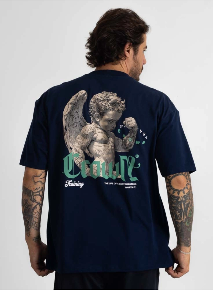 Camiseta Oversized Azul Marinho Angel | Crown Training