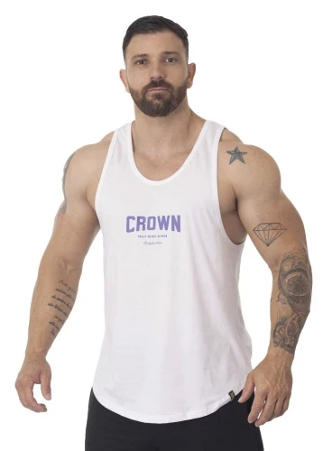 Regata Masculina Branca Bodybuilder Crown Training