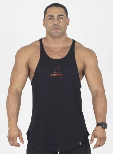 Produto Regata Cavada Crown Fire Preto 
