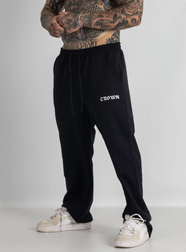 Calça Crown Training Moletom Reta Bordada