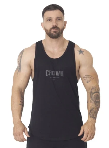 Regata Crown Tradicional Bodybuilder  Preto 