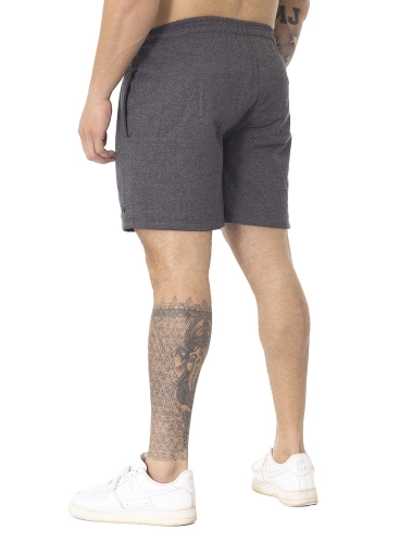 Produto Bermuda Crown Moletom Curta Dark Bordada Mescla Black