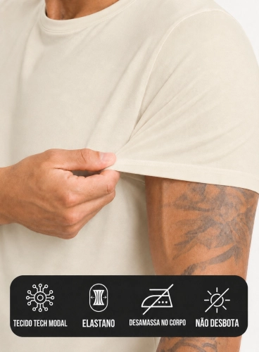 Camiseta Crown Tech Modal Creme Produto Camiseta Crown Tech Modal Creme