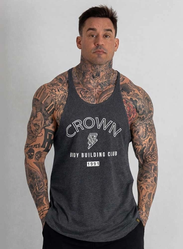 Regata Cavada Crown Bodybuilder Club Mescla Black Produto Regata Cavada Crown Bodybuilder Club Mescla Black