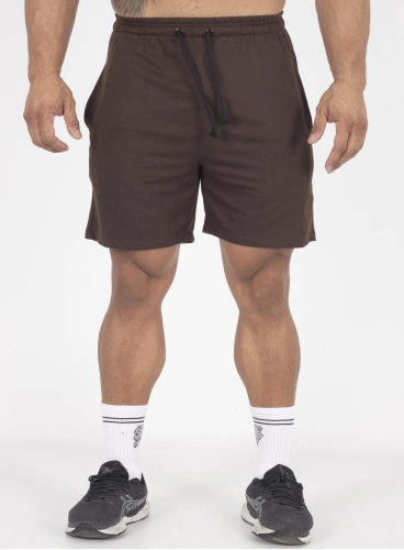 Bermuda Crown Moletom Curta Raio Bordada  Marrom