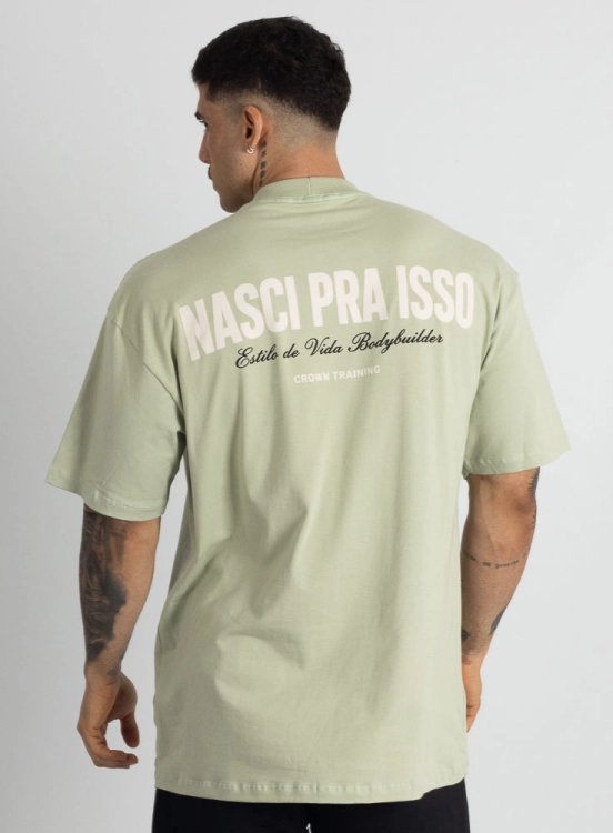 Camiseta Oversized Nasci Verde Claro Produto Camiseta Oversized Nasci Verde Claro