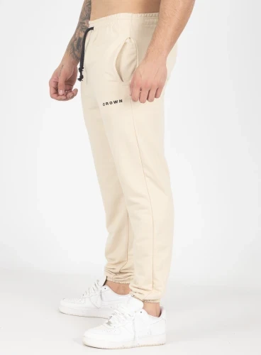 Calça Crown Training Moletom Slim Dark  Creme 