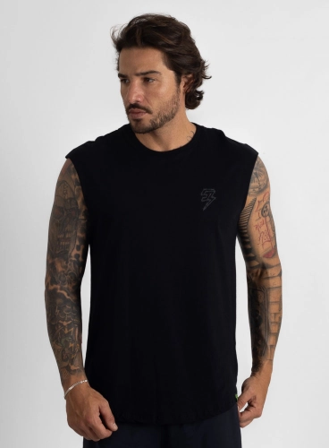 Regata Crown Japonesa Farpado Preta Regata Crown Japonesa Farpado Preta