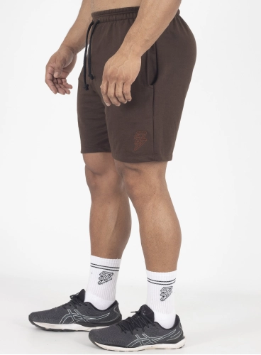 Bermuda Crown Moletom Curta Raio Bordada  Marrom