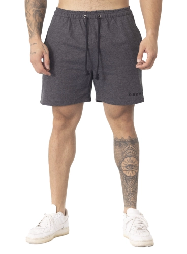 Bermuda Crown Moletom Curta Dark Bordada Mescla Black